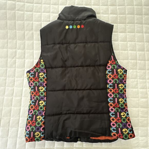 COOGI Womens Puffer Vest Large Colorful Logo Print Trim Full Zip Outdoor Retro - Picture 4 of 12